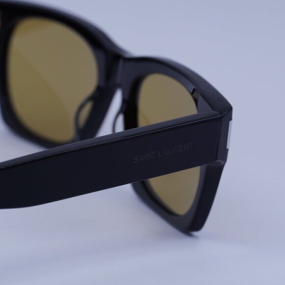 Saint Laurent SL402 010 Sunglasses Black Square Frame, Yellow Lenses - Picture 11 of 12